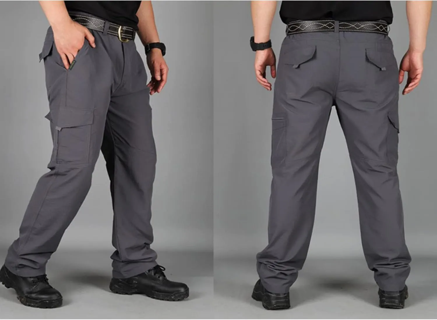 JEsilunmaMY Men's Cargo Pants Multi-Pocket Outdoor Mountain Hiking Military Trousers Lightweight Waterproof Joggers Pants