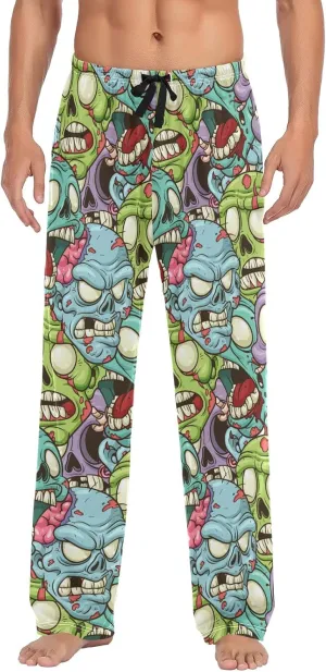 JUNZAN Cartoon Zombie Pattern Mens Pajama Pants Funny Pajama Bottoms for Men Lounge Pants S