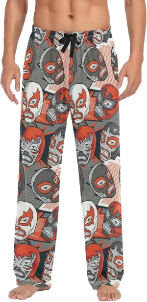JUNZAN Colorful Mexican Wrestler Pajama Pants for Men Pj Pants Mens Pajama Bottoms S