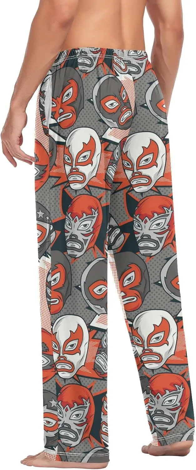 JUNZAN Colorful Mexican Wrestler Pajama Pants for Men Pj Pants Mens Pajama Bottoms S