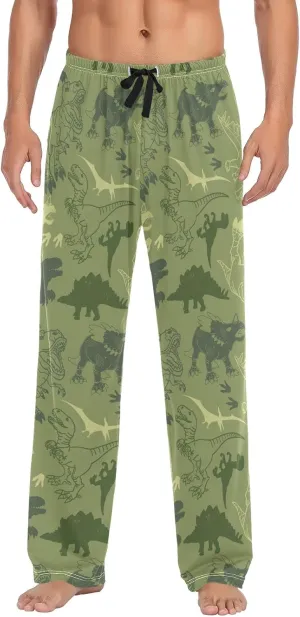JUNZAN Dino Pattern Mens Pajama Pants Funny Pajama Bottoms for Men Lounge Pants S