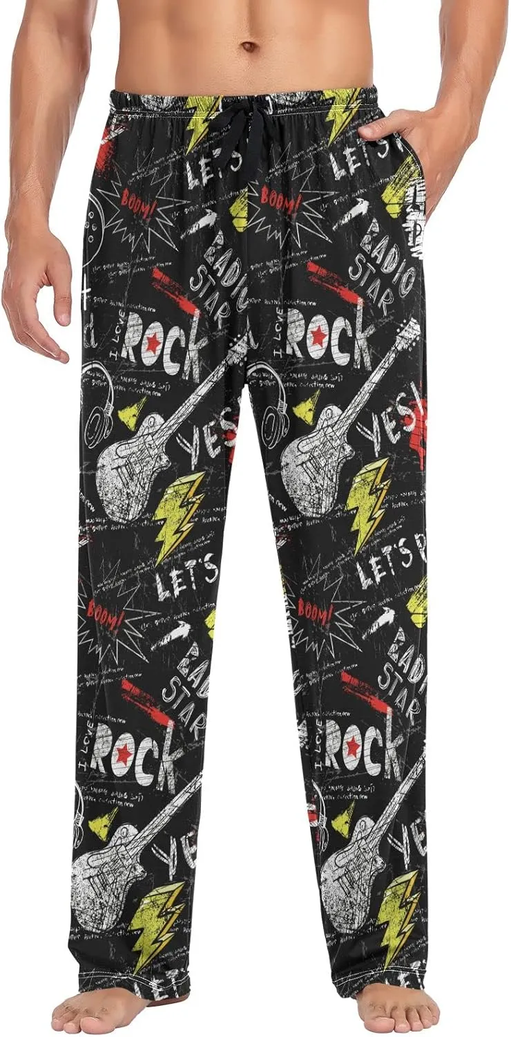 JUNZAN Spray Paint Rock Star Mens Pajama Pants Funny Pajama Bottoms for Men Lounge Pants S