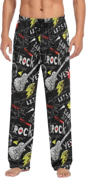 JUNZAN Spray Paint Rock Star Mens Pajama Pants Funny Pajama Bottoms for Men Lounge Pants S