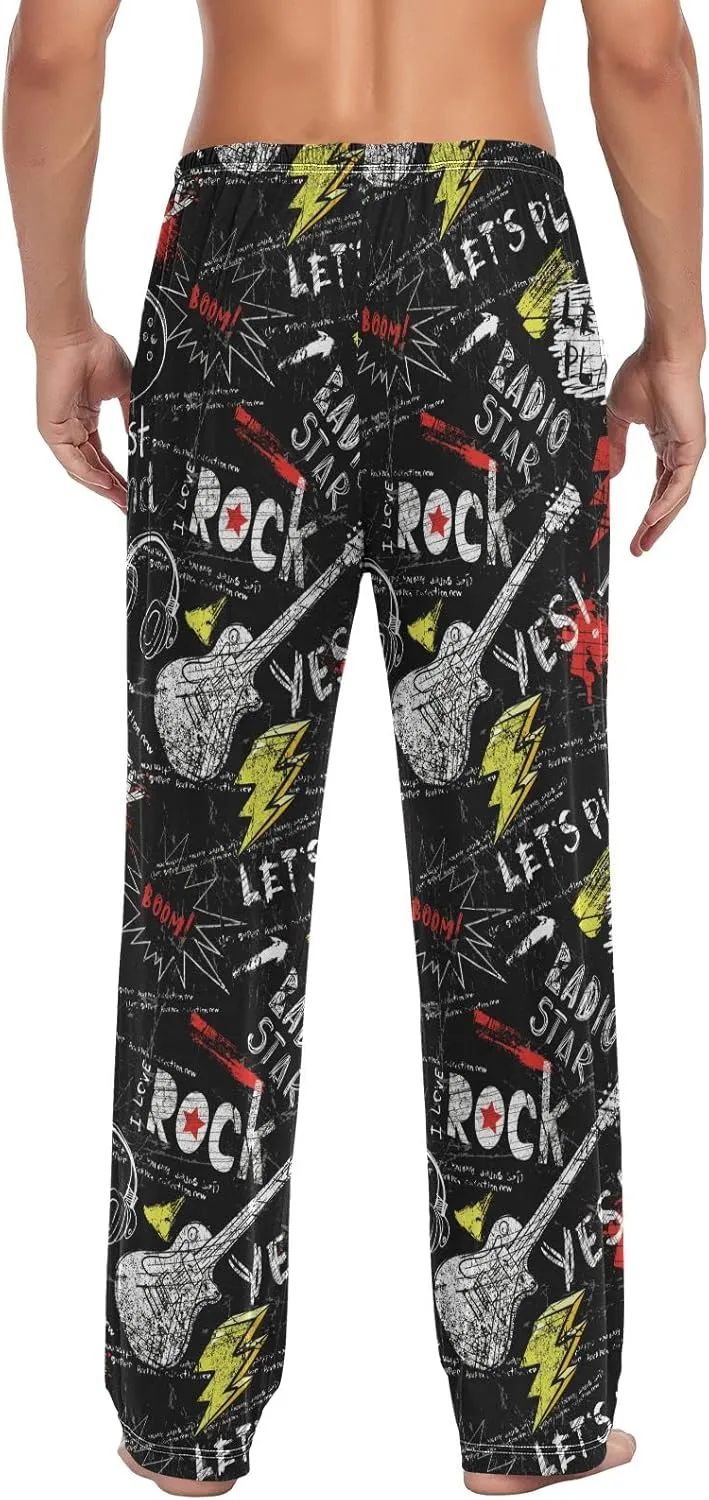 JUNZAN Spray Paint Rock Star Mens Pajama Pants Funny Pajama Bottoms for Men Lounge Pants S