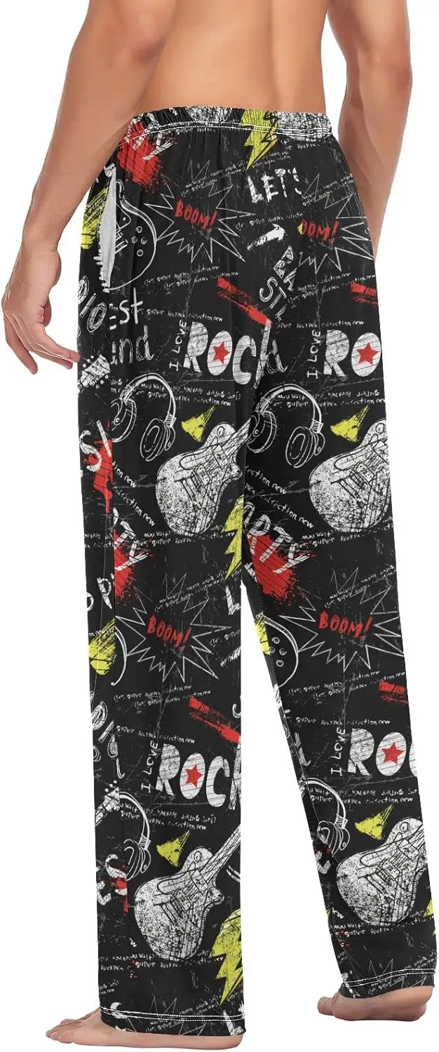 JUNZAN Spray Paint Rock Star Mens Pajama Pants Funny Pajama Bottoms for Men Lounge Pants S