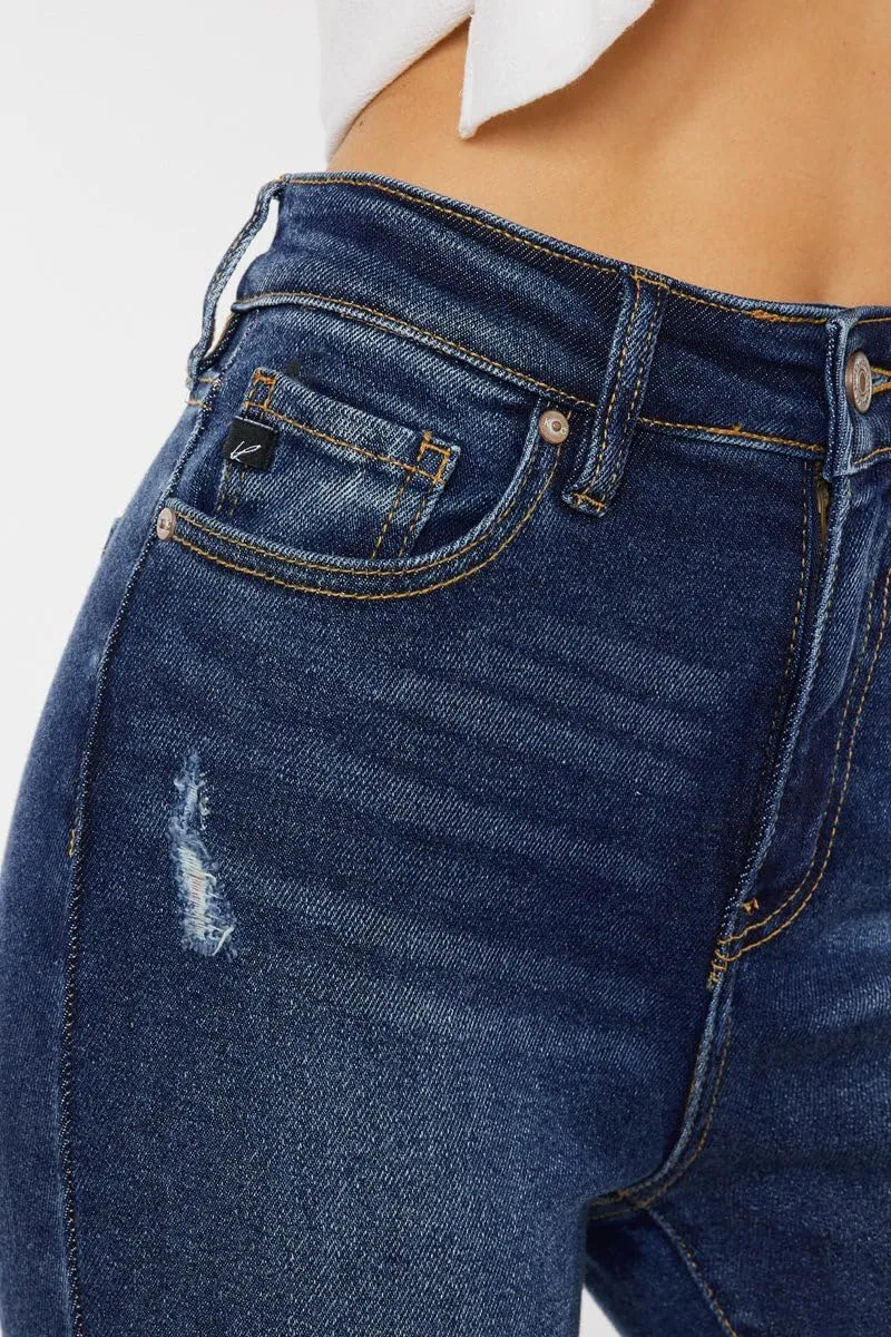 Kan Can Women's high Rise Distressed Ankle Skinny Jeans