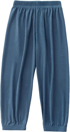 Kids Summer Solid Color Thin Pants Girls Boys Casual Pants Elastic Waist Leisure Trousers Breathable Loose Active Pant