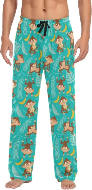 Kigai Men's Pajamas Pants Monkey and Banana Sleep Bottoms Pants Lounge Sleepwear - XL