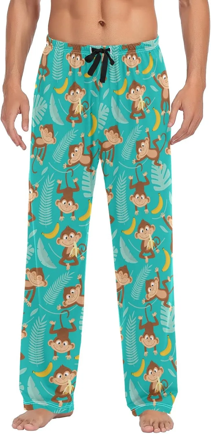 Kigai Men's Pajamas Pants Monkey and Banana Sleep Bottoms Pants Lounge Sleepwear - XL