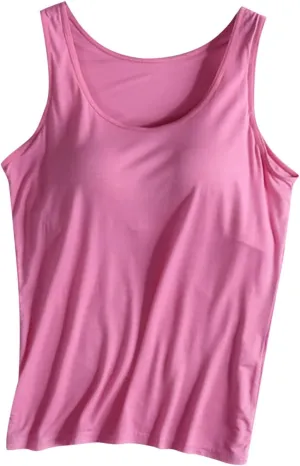 Lastesso Tank Tops with Built in Bras Trendy 2024 Summer Tank Top for Women Casual Loose Fit Sleeveless Shirt Casual Homewear