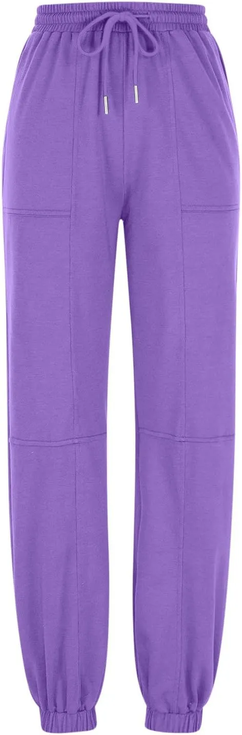 lcziwo Womens Fleece Lined Pants Baggy Wide Straight Leg Pants High Waisted Athletic Jogger Pants Drawstring Loungewear