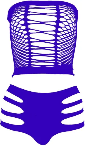 LEMON GIRL Women's Lingerie Fishnet BabyDoll Bodysuit Mini Dress Set One Size
