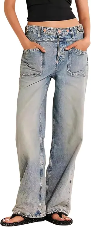 Light Miramar Sweatpants for Women Low Rise Baggy Jeans Loose Fit Boyfriend Straight Wide Leg Stretch Pants