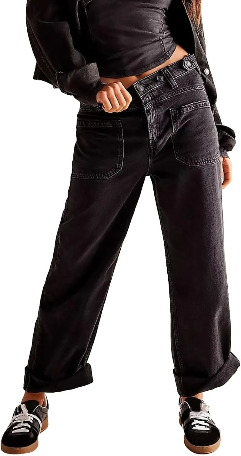 Light Miramar Sweatpants for Women Low Rise Baggy Jeans Loose Fit Boyfriend Straight Wide Leg Stretch Pants