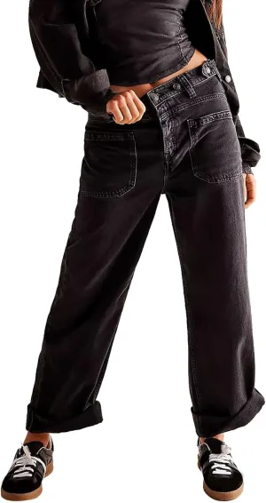 Light Miramar Sweatpants for Women Low Rise Baggy Jeans Loose Fit Boyfriend Straight Wide Leg Stretch Pants