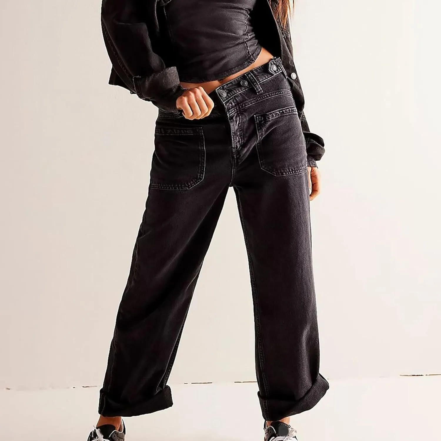 Light Miramar Sweatpants for Women Low Rise Baggy Jeans Loose Fit Boyfriend Straight Wide Leg Stretch Pants