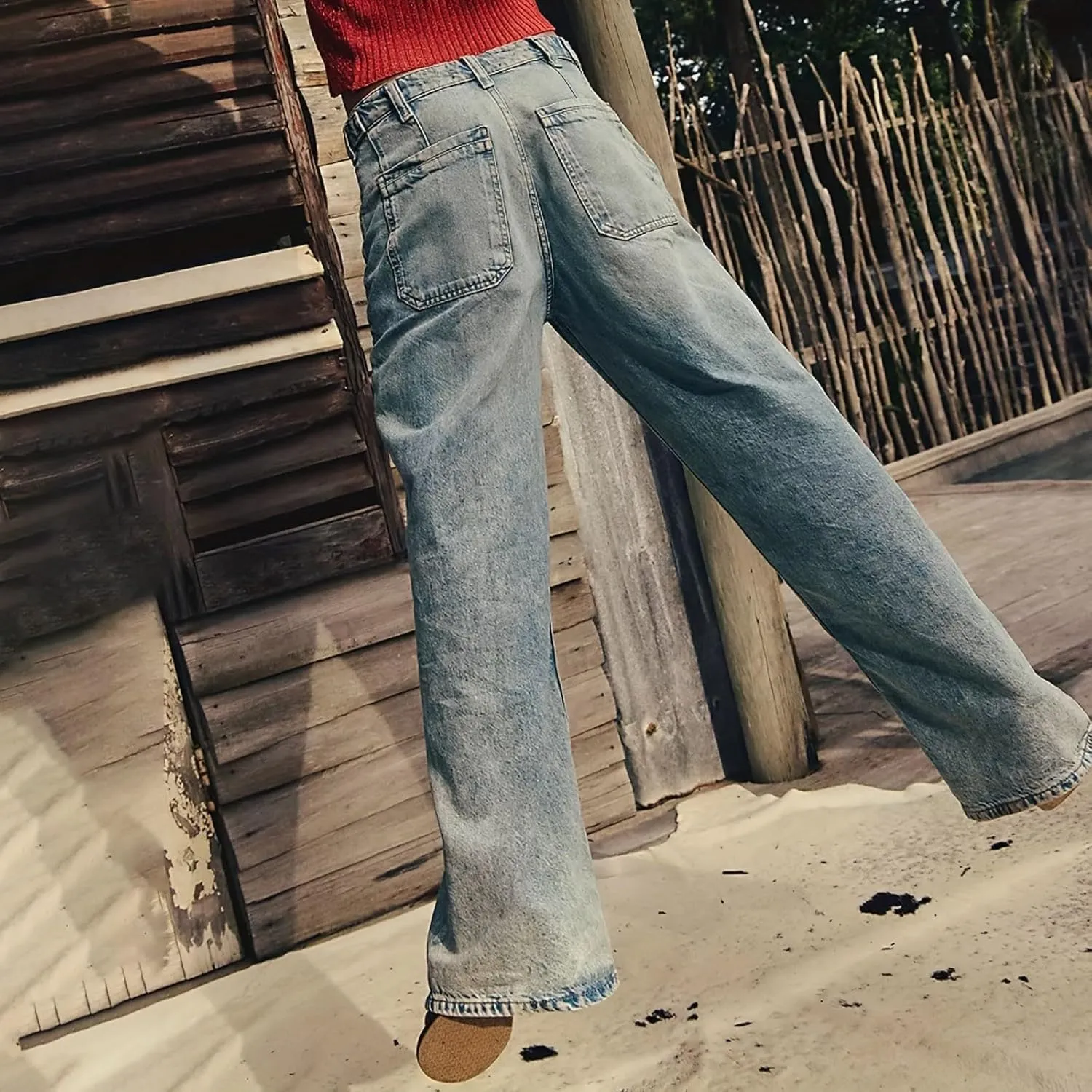 Light Miramar Sweatpants for Women Low Rise Baggy Jeans Loose Fit Boyfriend Straight Wide Leg Stretch Pants