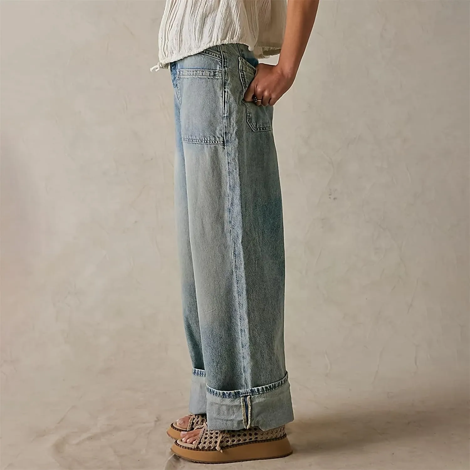 Light Miramar Sweatpants for Women Low Rise Baggy Jeans Loose Fit Boyfriend Straight Wide Leg Stretch Pants