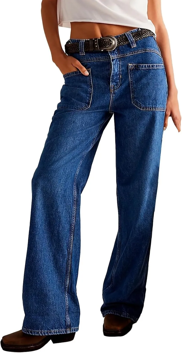 Light Miramar Sweatpants for Women Low Rise Baggy Jeans Loose Fit Boyfriend Straight Wide Leg Stretch Pants