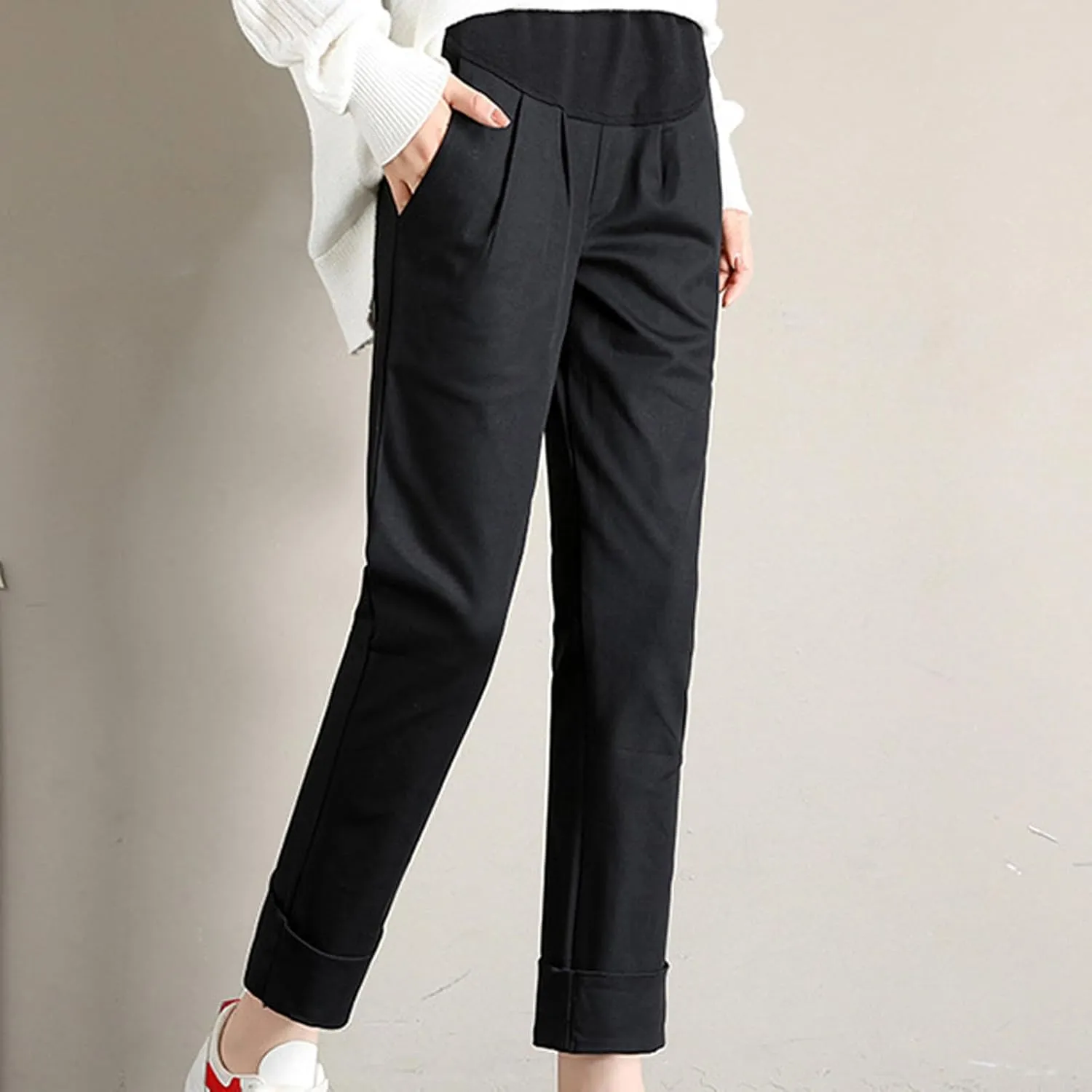 Lmdudan Women's Maternity Pants Stretchy Lounge Workout Pants 2025 Trendy Casual Loose Comfy Pregnancy Joggers with Pockets