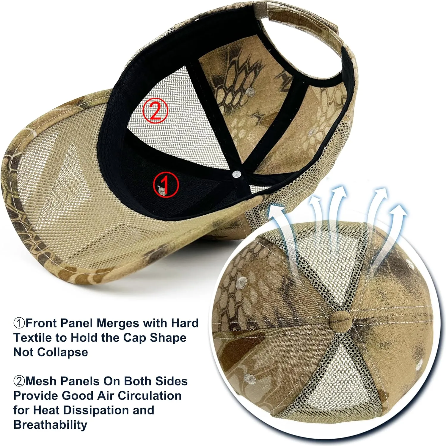 Loneshark Oversize XXL Mens Tactical Camo Baseball Caps Breathable Mesh Womens Patriotic Operator Camouflage Ball Hats
