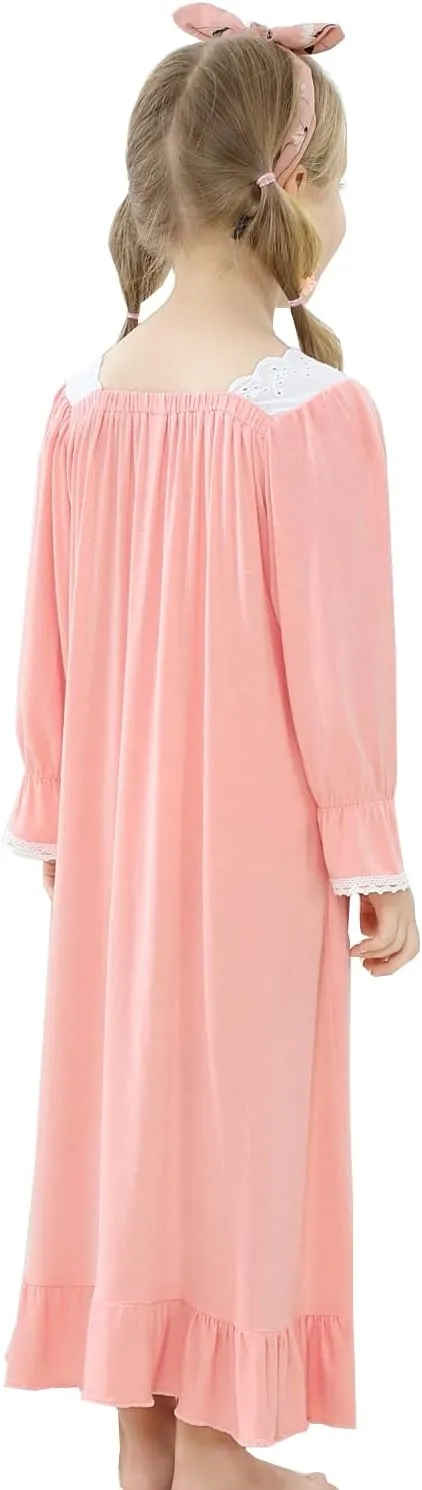 Lovely Girls Princess Nightgown Soft Cotton Sleepwear Kids 3-12 Years