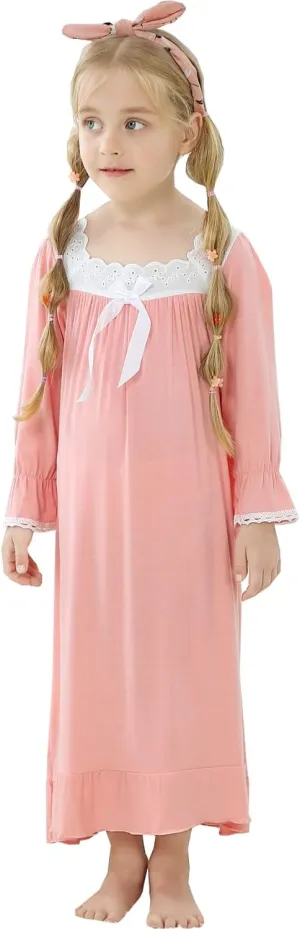 Lovely Girls Princess Nightgown Soft Cotton Sleepwear Kids 3-12 Years