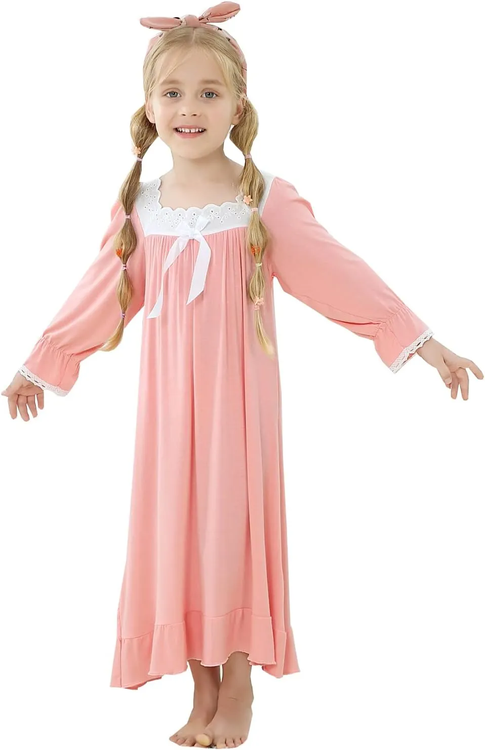 Lovely Girls Princess Nightgown Soft Cotton Sleepwear Kids 3-12 Years