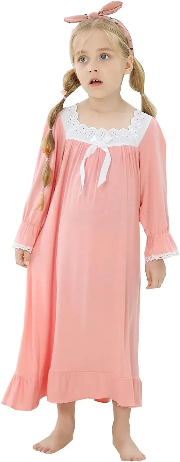 Lovely Girls Princess Nightgown Soft Cotton Sleepwear Kids 3-12 Years
