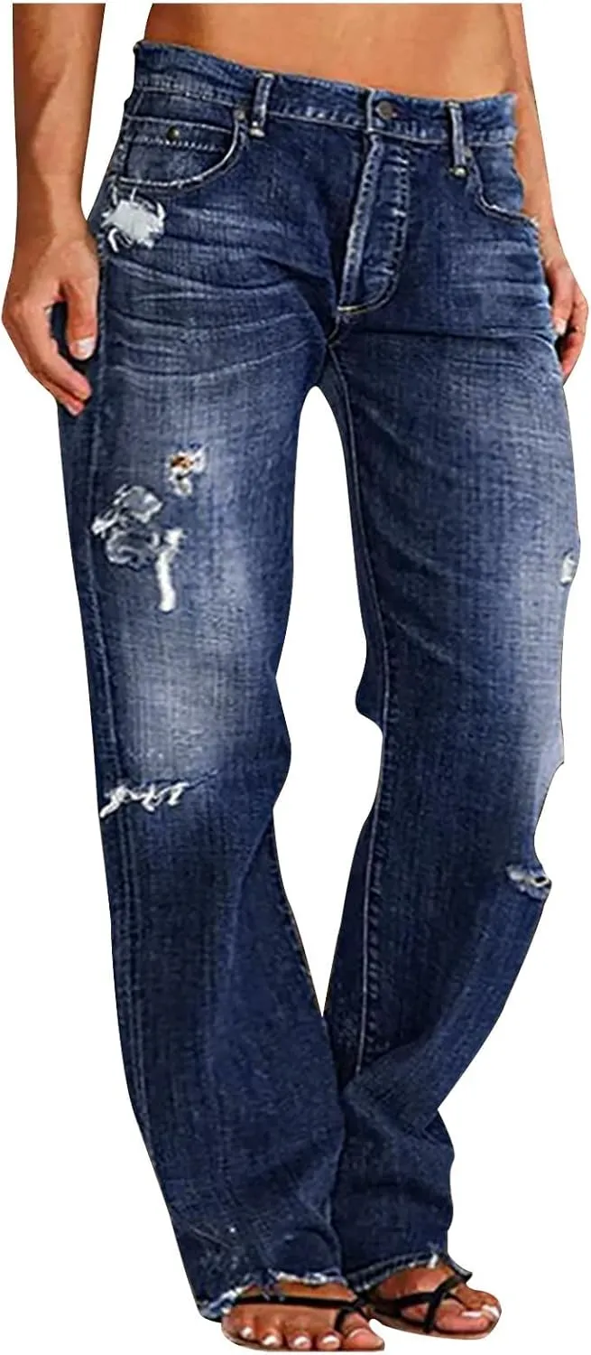 Low Rise Baggy Trendy Jeans for Women Wide Leg Boyfriend Jeans Vintage Loose Fit Mom Denim Pants Streetwear