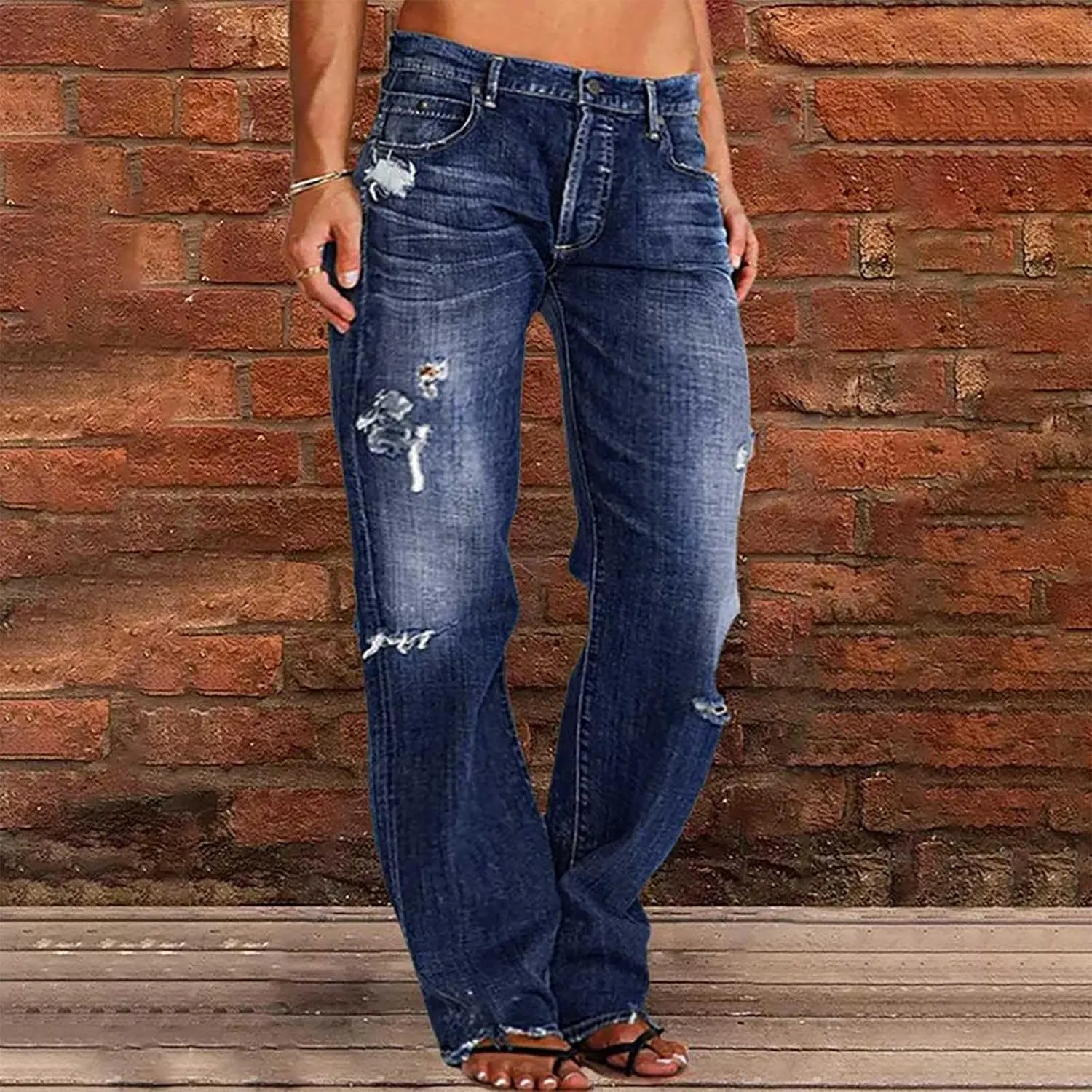 Low Rise Baggy Trendy Jeans for Women Wide Leg Boyfriend Jeans Vintage Loose Fit Mom Denim Pants Streetwear
