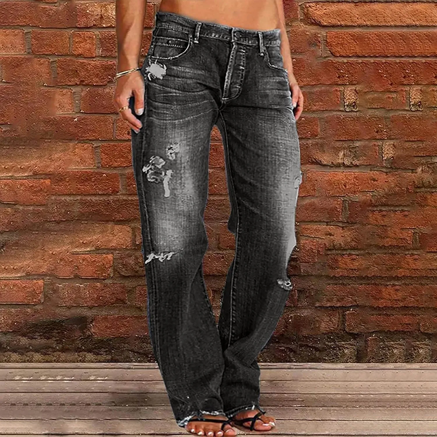 Low Rise Baggy Trendy Jeans for Women Wide Leg Boyfriend Jeans Vintage Loose Fit Mom Denim Pants Streetwear