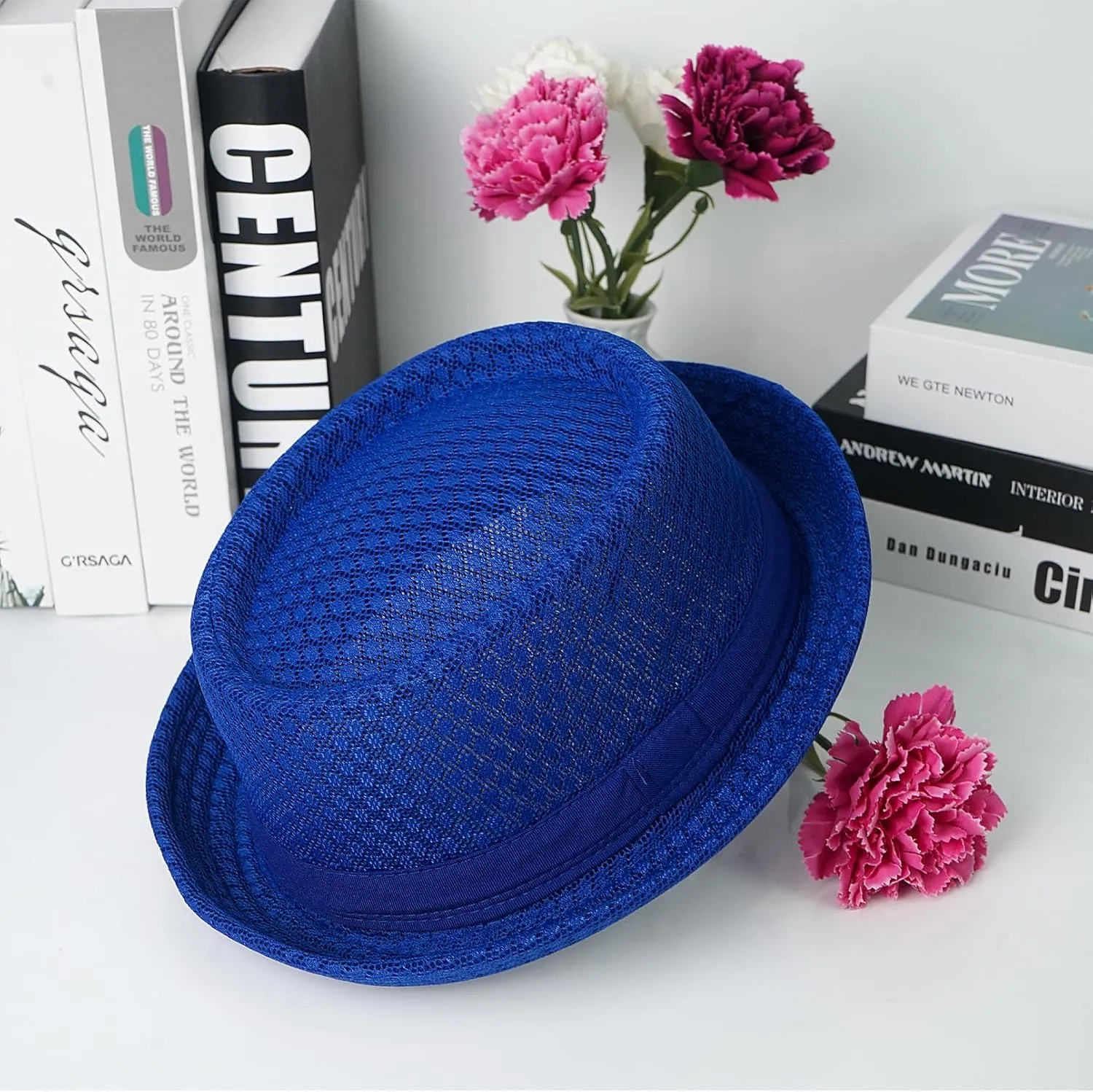 Luwint Cute Fedora Hat - Lightweight Breathable Mesh Crushable Roll Up Short Brim Bowler Derby Cap