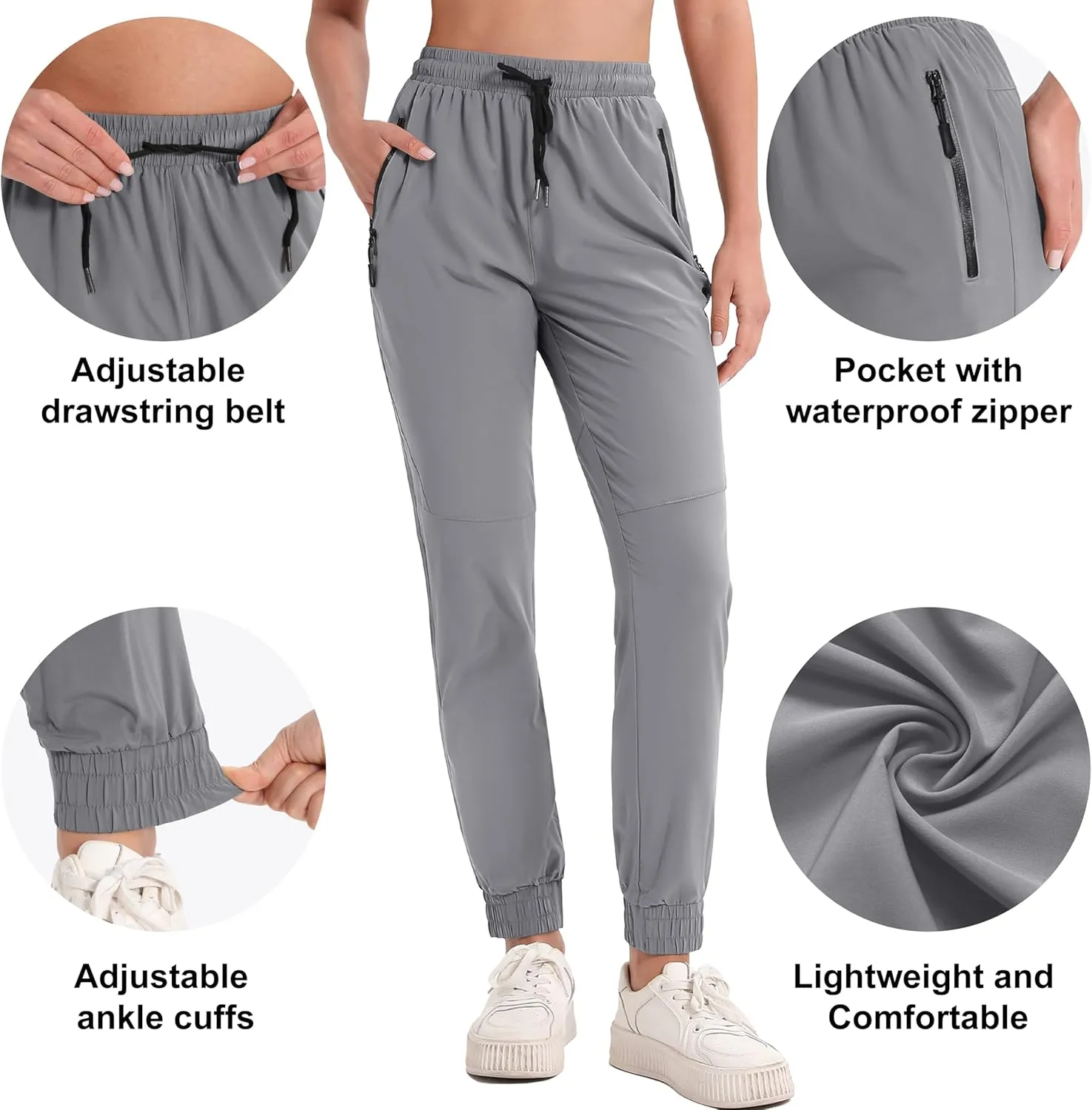 MAGCOMSEN Women's Hiking Cargo Joggers Quick Dry Lightweight Water Resistant Running Athletic Pants with 2 Pockets