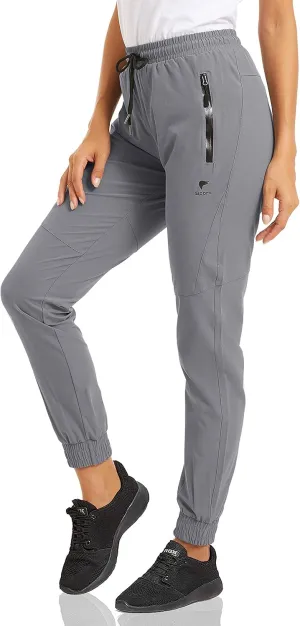 MAGCOMSEN Women's Hiking Cargo Joggers Quick Dry Lightweight Water Resistant Running Athletic Pants with 2 Pockets