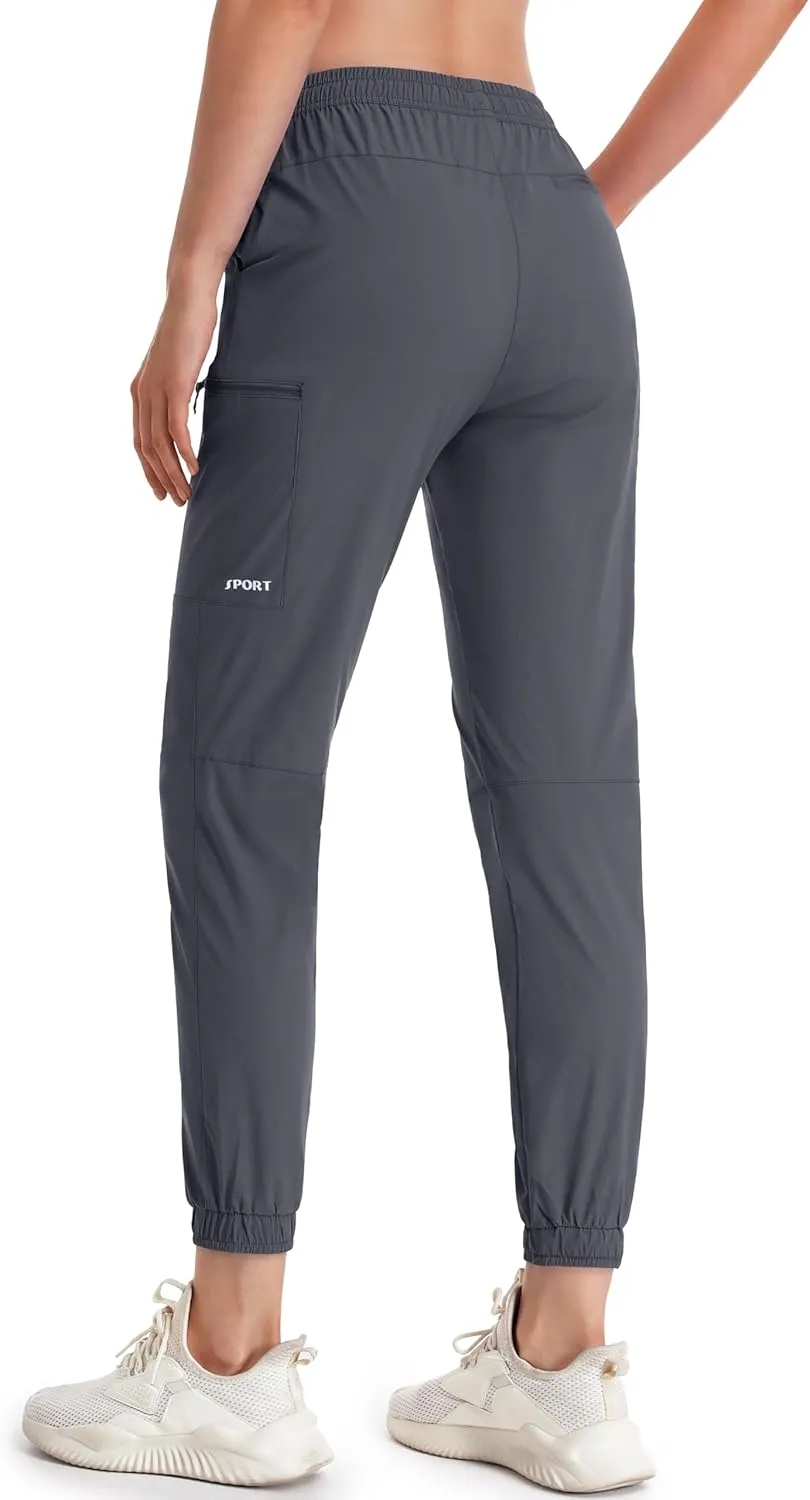 MAGCOMSEN Women's Hiking Cargo Pants Lightweight Quick Dry Water Resistant Jogger Zipper Pockets Outdoor Athletic Casual