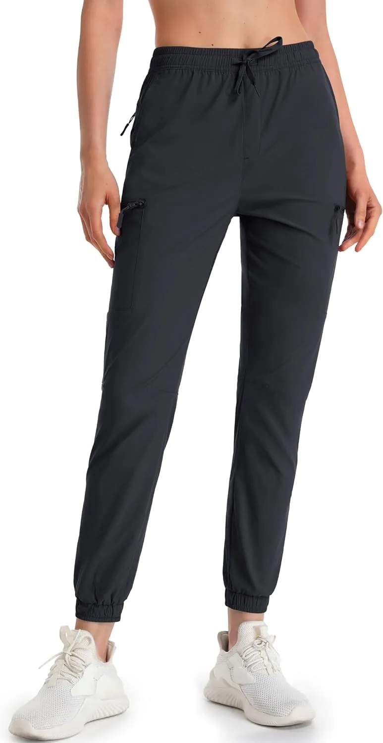 MAGCOMSEN Women's Hiking Cargo Pants Lightweight Quick Dry Water Resistant Jogger Zipper Pockets Outdoor Athletic Casual