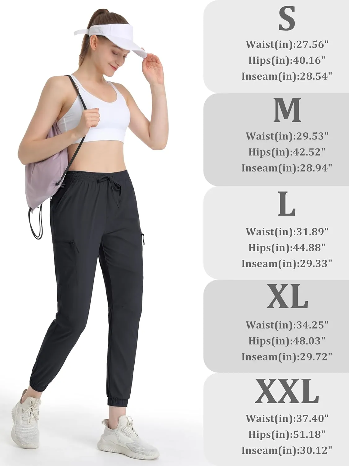 MAGCOMSEN Women's Hiking Cargo Pants Lightweight Quick Dry Water Resistant Jogger Zipper Pockets Outdoor Athletic Casual
