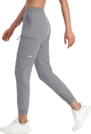MAGCOMSEN Women's Hiking Cargo Pants Lightweight Quick Dry Water Resistant Jogger Zipper Pockets Outdoor Athletic Casual