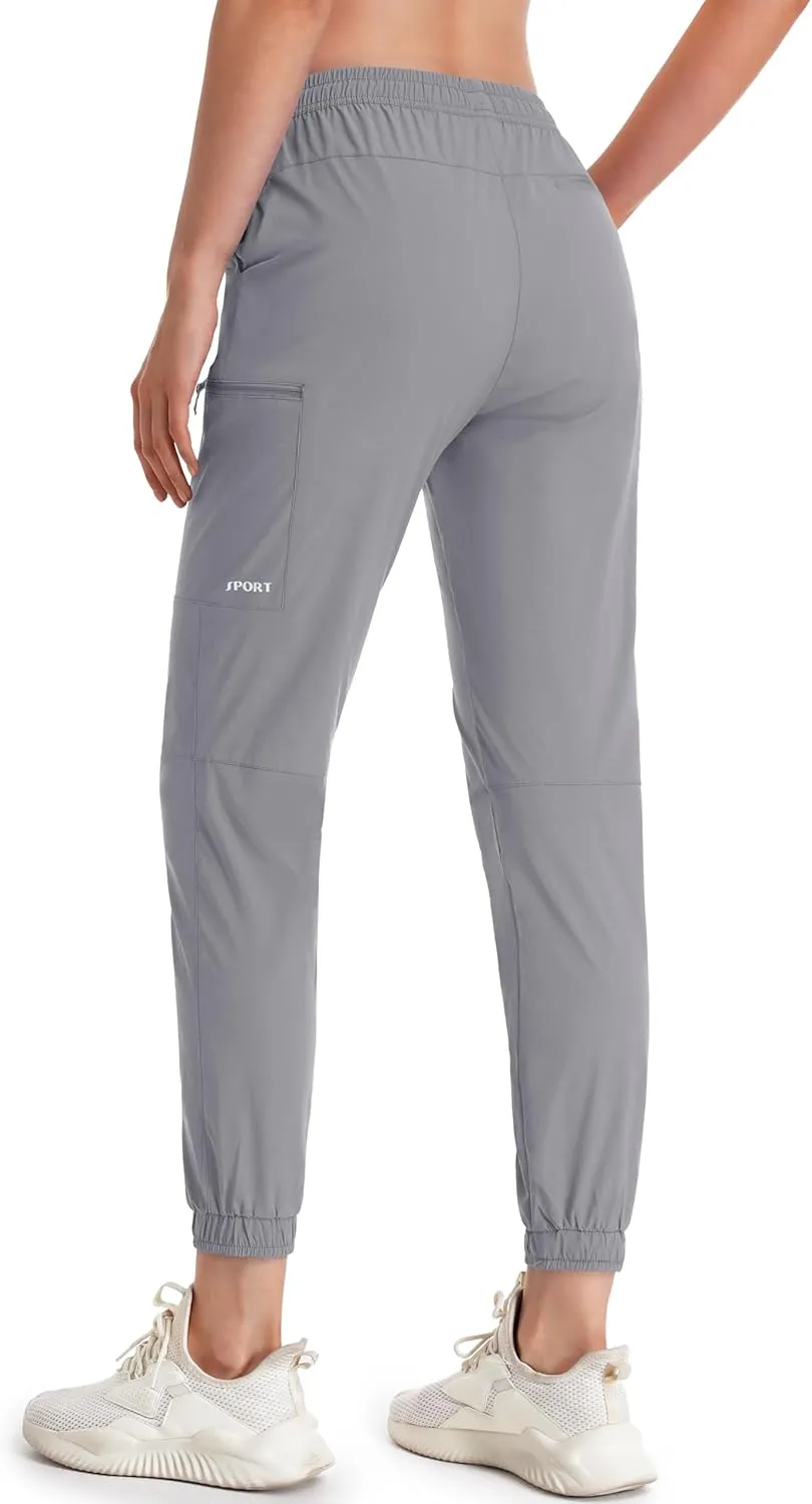 MAGCOMSEN Women's Hiking Cargo Pants Lightweight Quick Dry Water Resistant Jogger Zipper Pockets Outdoor Athletic Casual