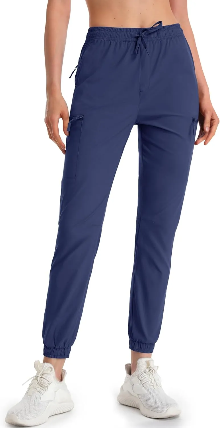 MAGCOMSEN Women's Hiking Cargo Pants Lightweight Quick Dry Water Resistant Jogger Zipper Pockets Outdoor Athletic Casual