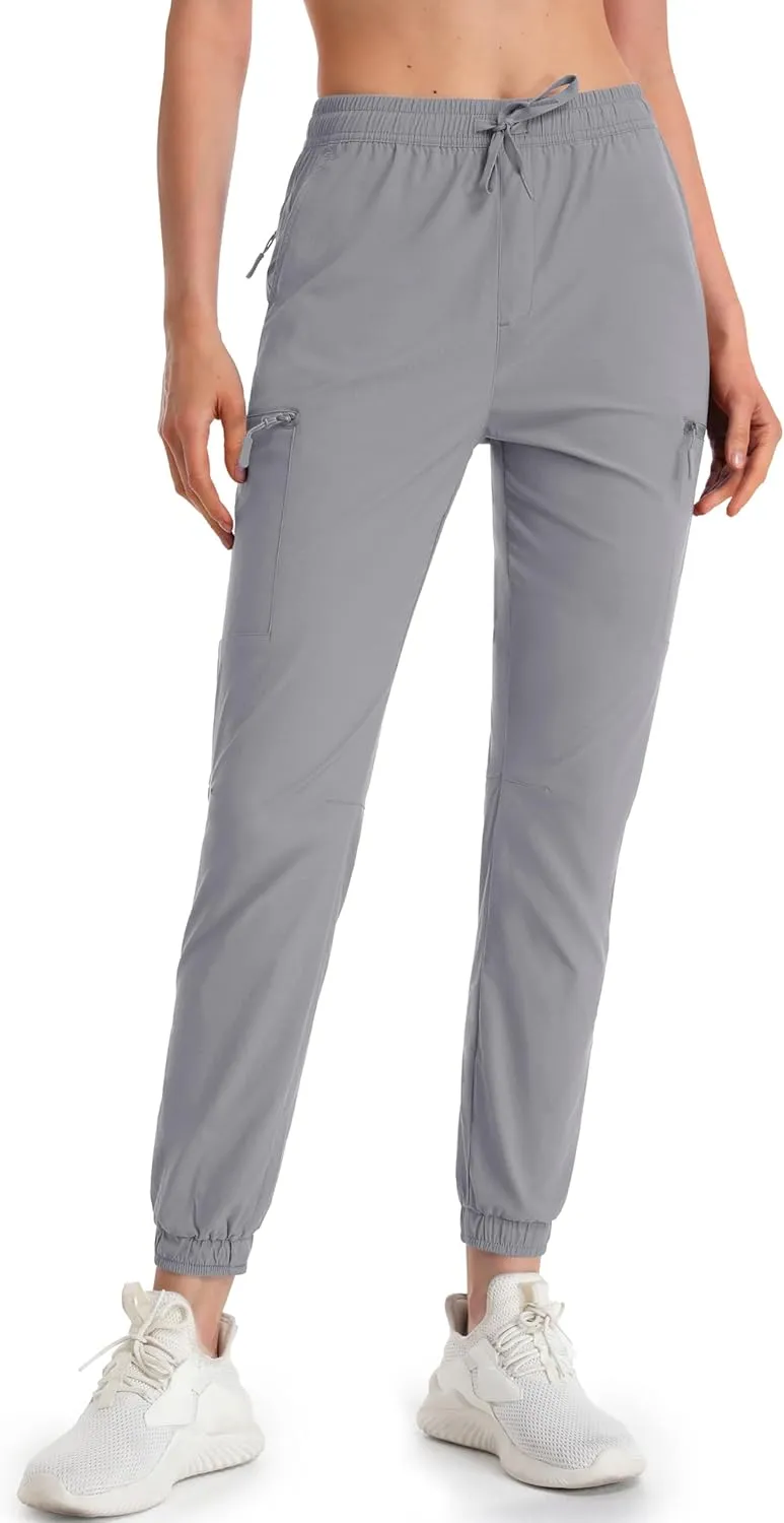 MAGCOMSEN Women's Hiking Cargo Pants Lightweight Quick Dry Water Resistant Jogger Zipper Pockets Outdoor Athletic Casual