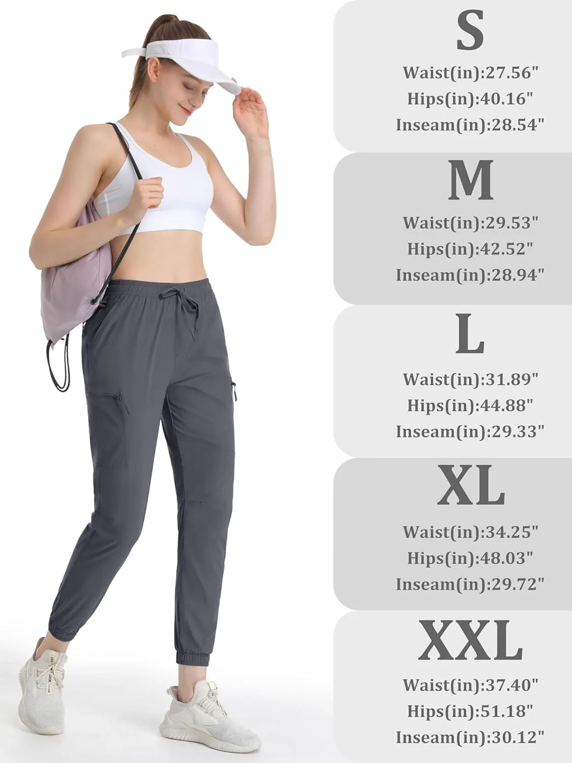 MAGCOMSEN Women's Hiking Cargo Pants Lightweight Quick Dry Water Resistant Jogger Zipper Pockets Outdoor Athletic Casual