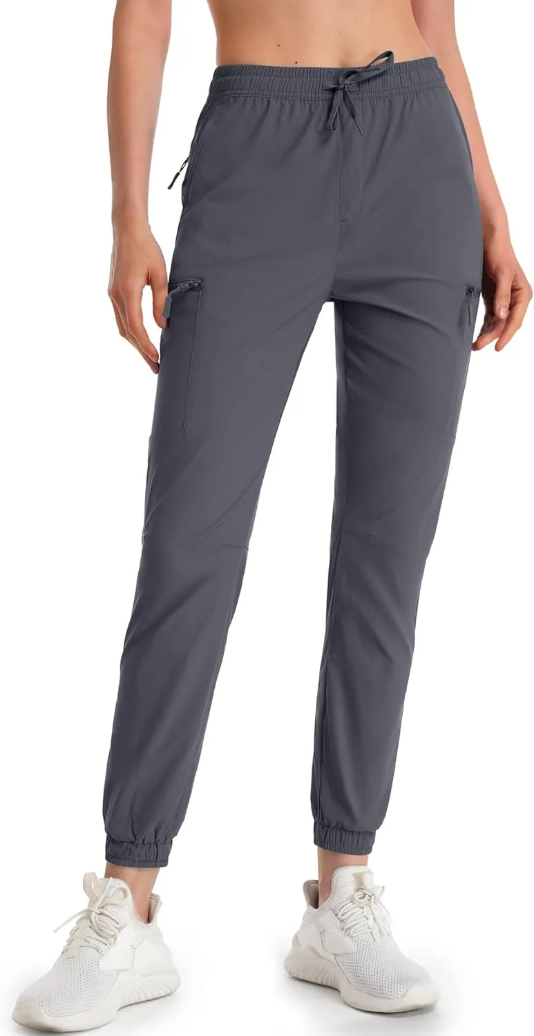 MAGCOMSEN Women's Hiking Cargo Pants Lightweight Quick Dry Water Resistant Jogger Zipper Pockets Outdoor Athletic Casual