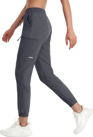 MAGCOMSEN Women's Hiking Cargo Pants Lightweight Quick Dry Water Resistant Jogger Zipper Pockets Outdoor Athletic Casual