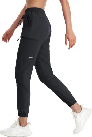 MAGCOMSEN Women's Hiking Cargo Pants Lightweight Quick Dry Water Resistant Jogger Zipper Pockets Outdoor Athletic Casual