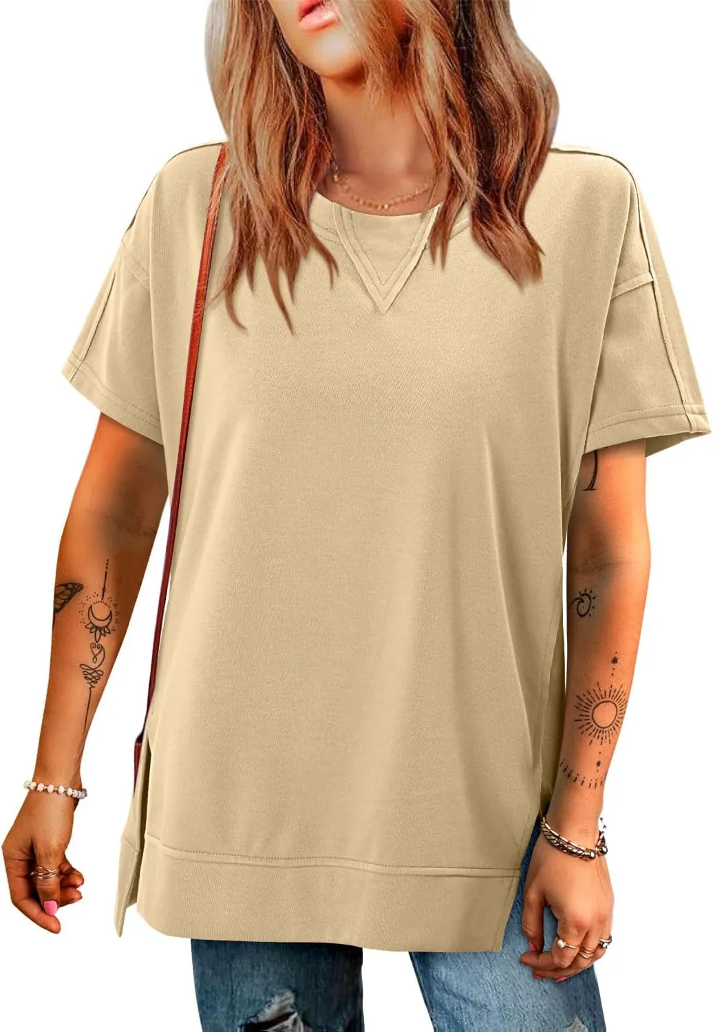 Magritta Womens Plus Size Tops Basic Clothes 2025 Side Slits Tshirts Workout Casual Outfits Short Sleeve Loungewear