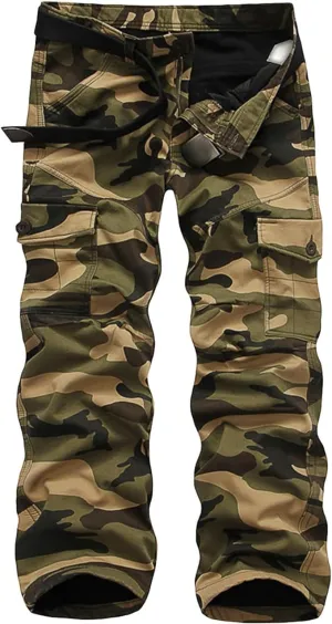 Maiyifu-GJ Men's Cargo Pants Multi Pockets Military Camouflage Hiking Pants Casual Loose Straight Leg Trousers Sweatpants