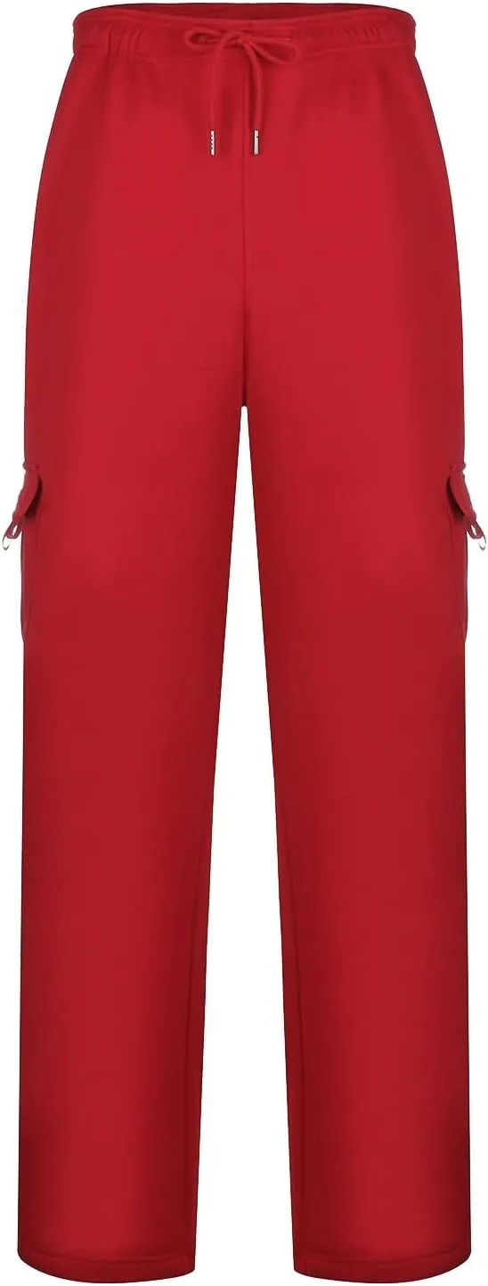 Men Cargo Pants Loose Straight Fit Casual Joggers Drawstring Stretch Elastic Waist Pants Big and Tall Baggy Pants