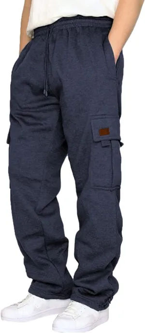 Men Cargo Pants Loose Straight Fit Casual Joggers Drawstring Stretch Elastic Waist Pants Big and Tall Baggy Pants